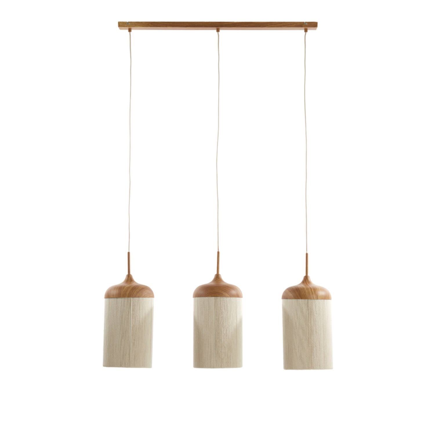 Light & Living Hanglamp 3L 90x22x32 cm DANIA hout print naturel+touw crème