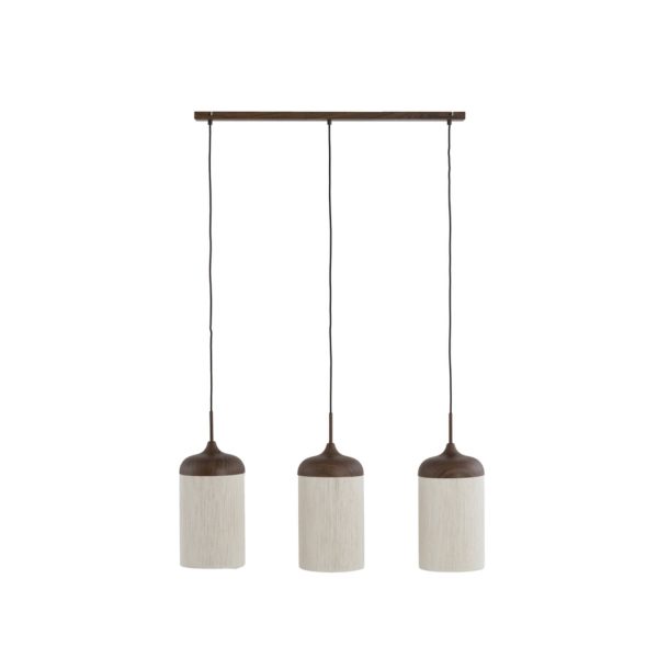 Light & Living Hanglamp 3L 90x22x32 cm DANIA hout print d bruin+touw crème