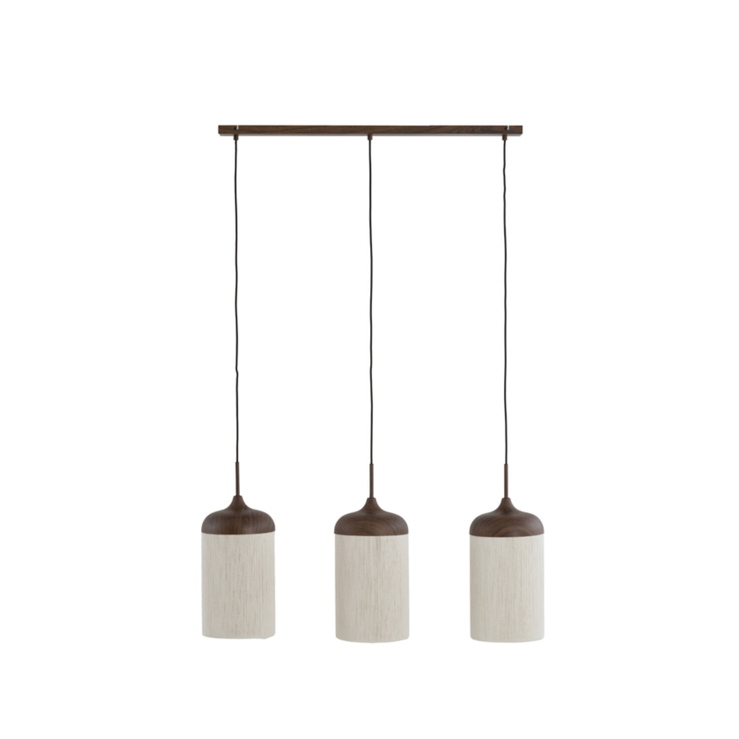 Light & Living Hanglamp 3L 90x22x32 cm DANIA hout print d bruin+touw crème