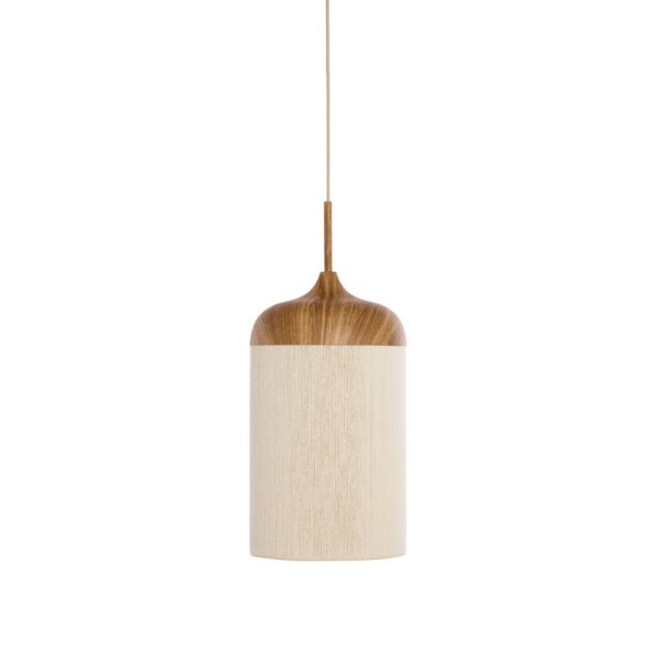 Light & Living Hanglamp Ø16x31 cm DANIA hout print naturel+touw crème