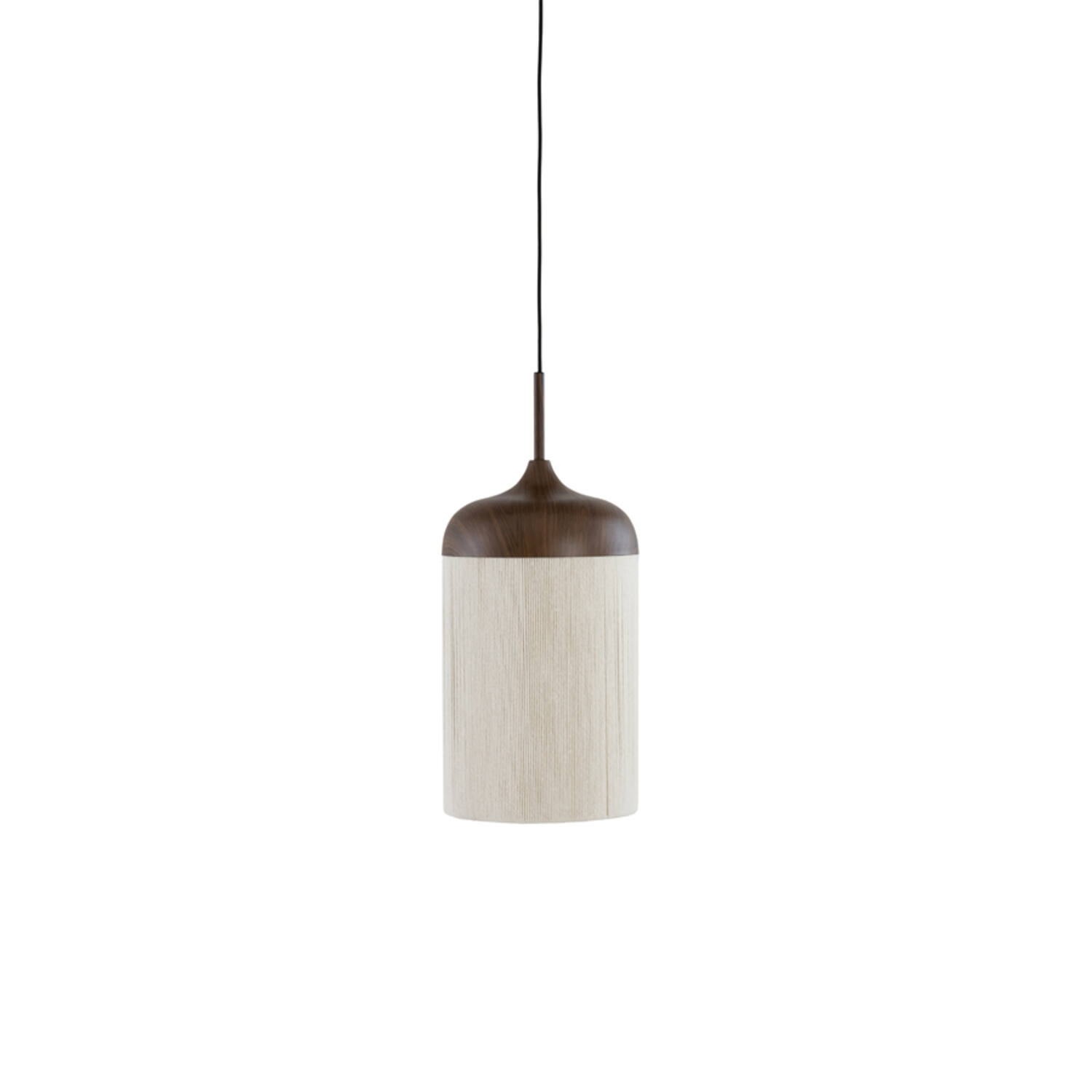 Light & Living Hanglamp Ø16x31 cm DANIA hout print d bruin+touw crème