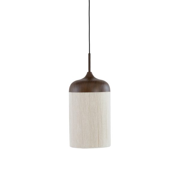Light & Living Hanglamp Ø22x41,5 cm DANIA hout print d bruin+touw crème