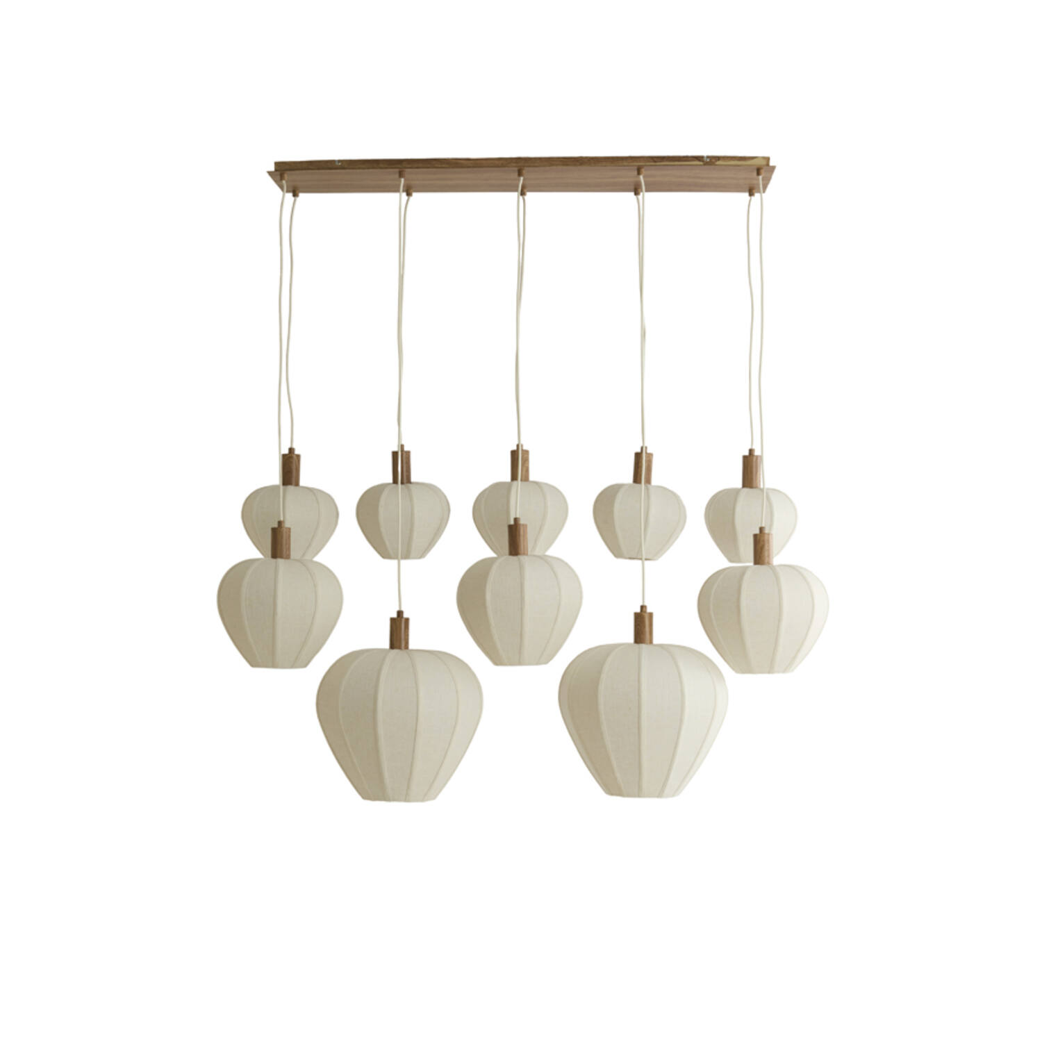 Light & Living Hanglamp 10L 144x49x97,5 cm HUXI hout prnt nat+linnen crème