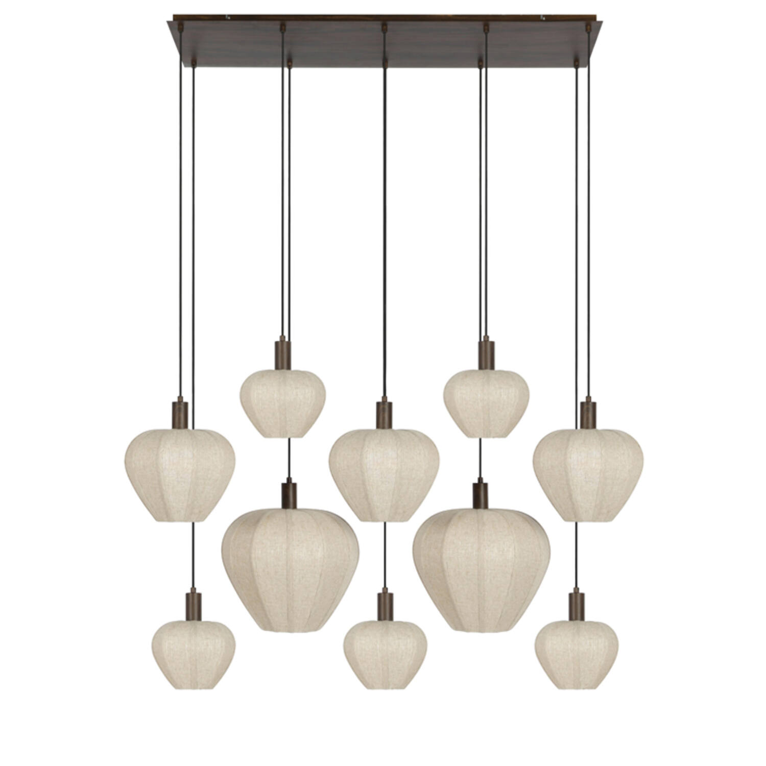 Light & Living Hanglamp 10L 144x49x97,5 cm HUXI hout prnt d bruin+linnen nt