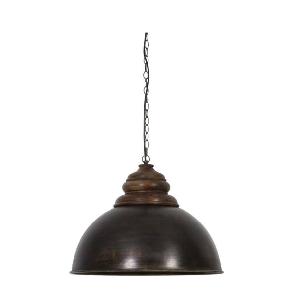 Light & Living Hanglamp Ø52x40 cm LEIA zwart zink+kop hout bruin