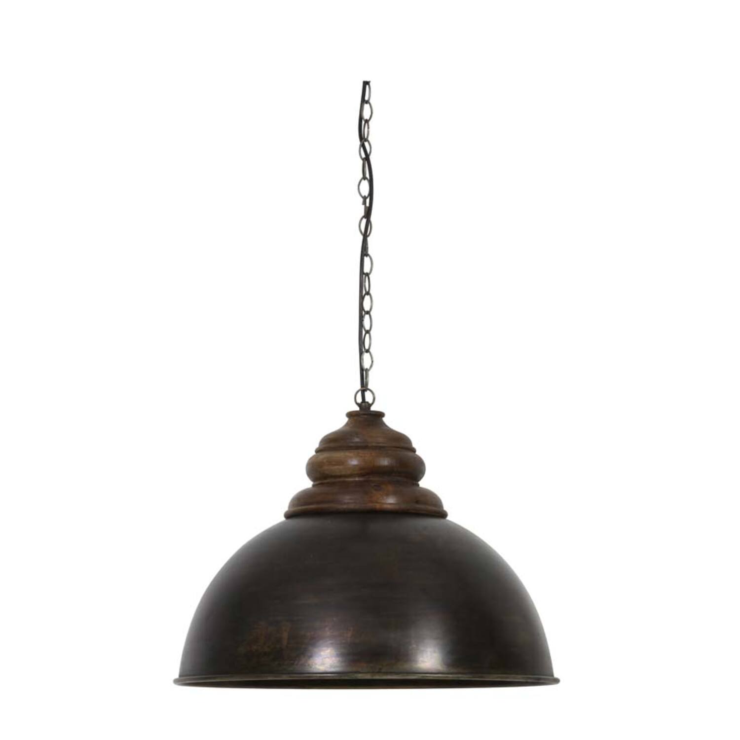 Light & Living Hanglamp Ø52x40 cm LEIA zwart zink+kop hout bruin