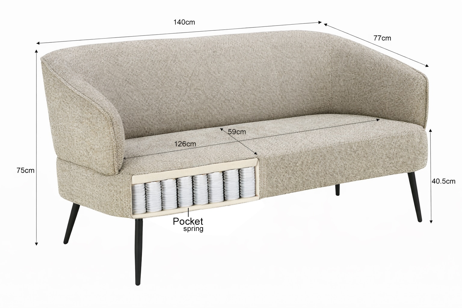 Livingfurn Coco Beige Sofa