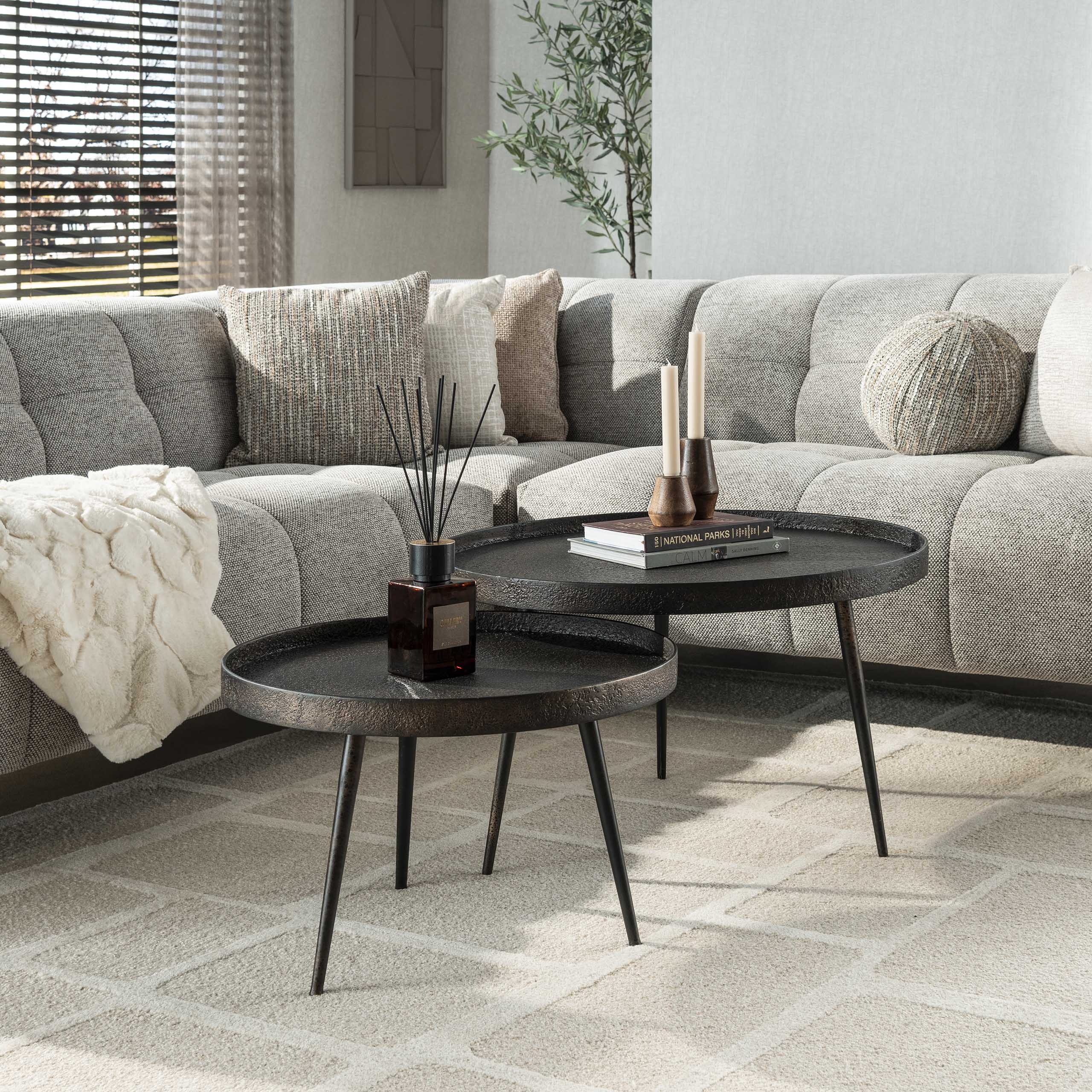 Zijlstra Salontafel Metallic rond set/2