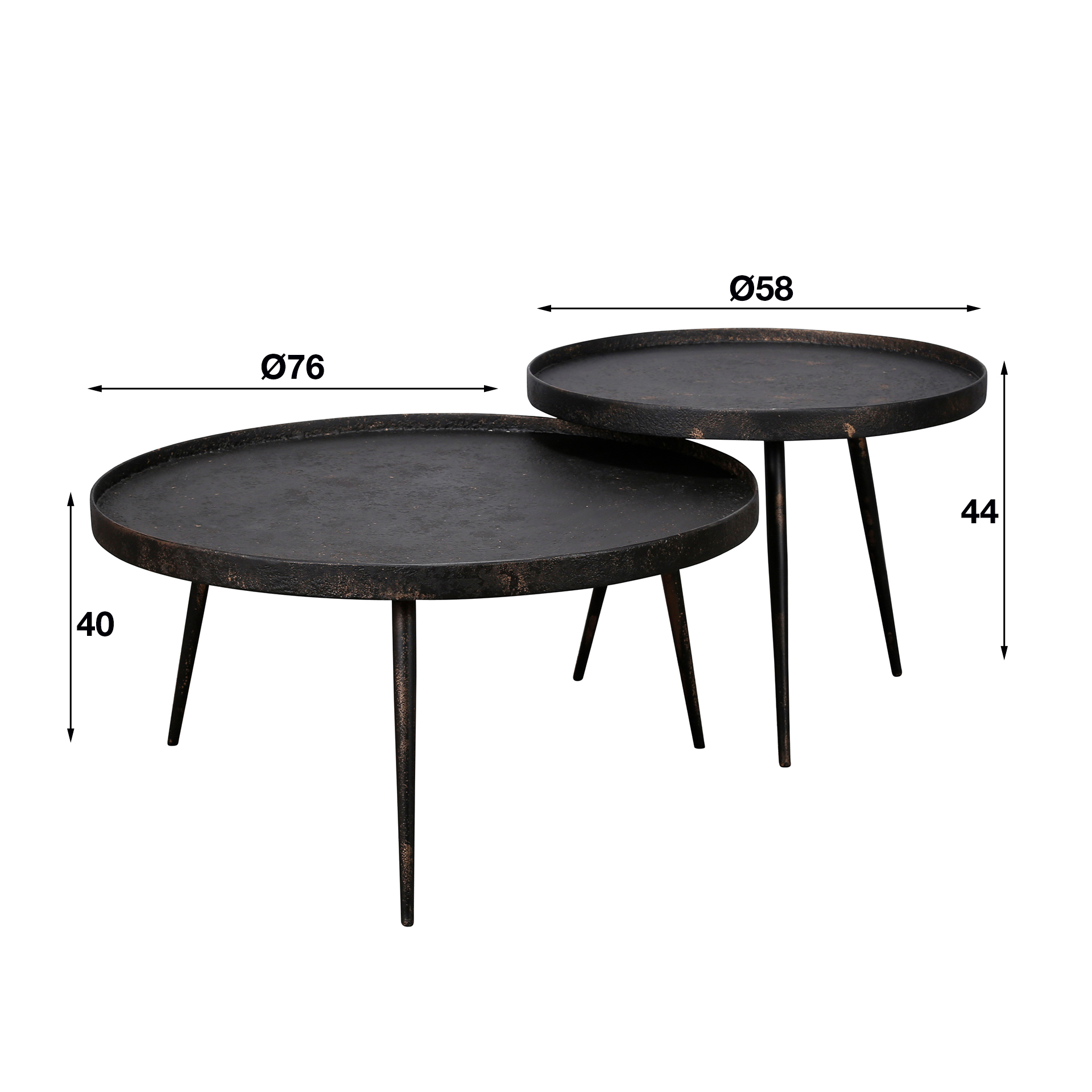 Zijlstra Salontafel Metallic rond set/2