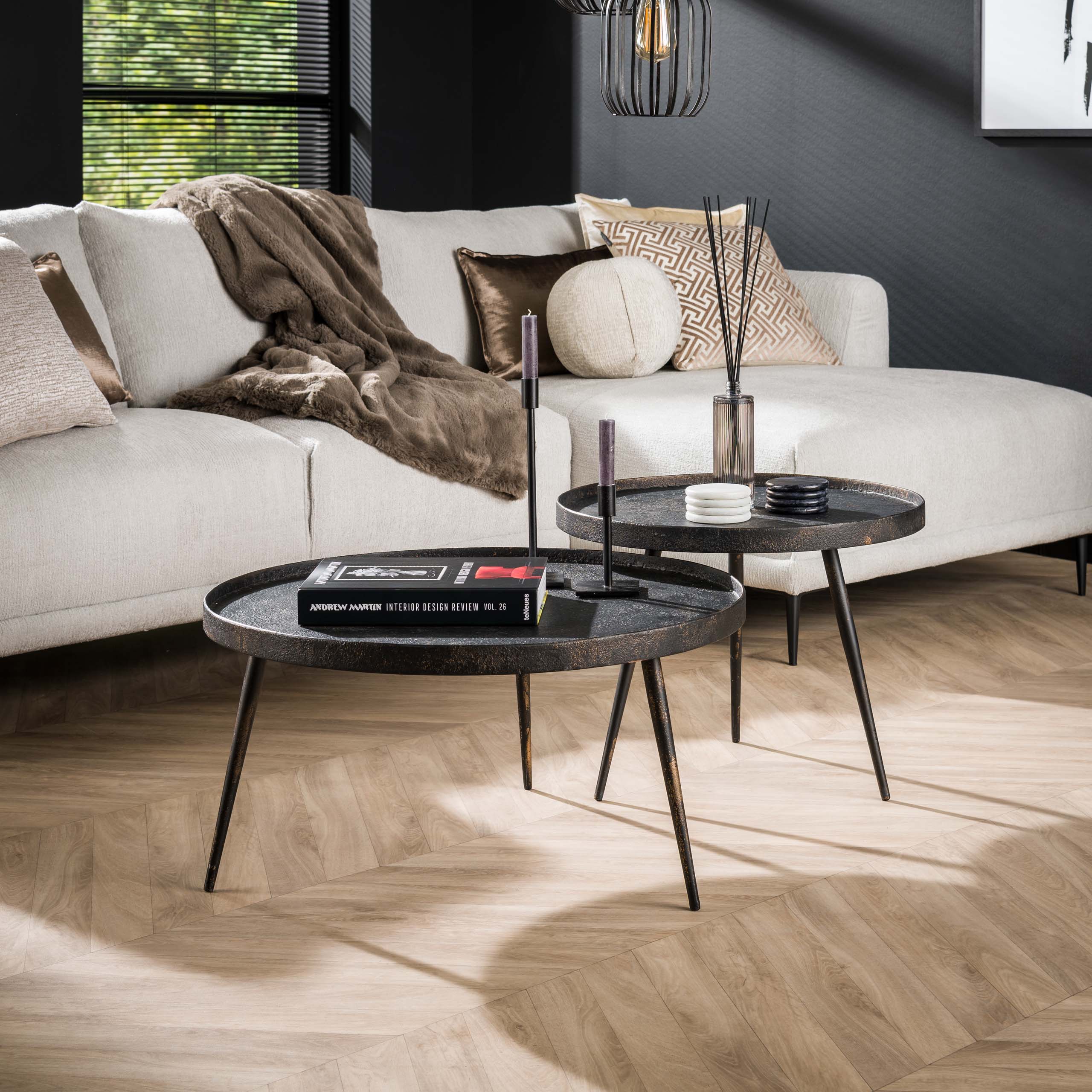 Zijlstra Salontafel Metallic rond set/2