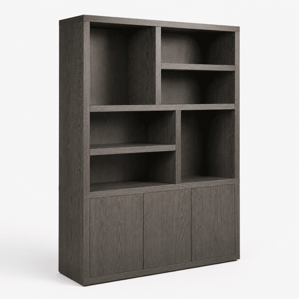 Nijwie Dutch Industries Tampere boekenkast 160 met 3 deuren en 6 open vakken, Dark Chocolate - Oak Collection
