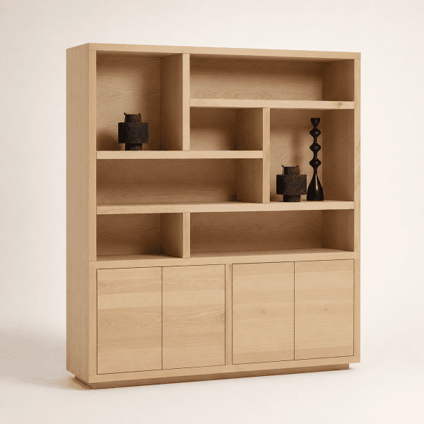 Nijwie Dutch Industries Tampere boekenkast 200 met 4 deuren en 7 open vakken, Natural Oak - Oak Collection
