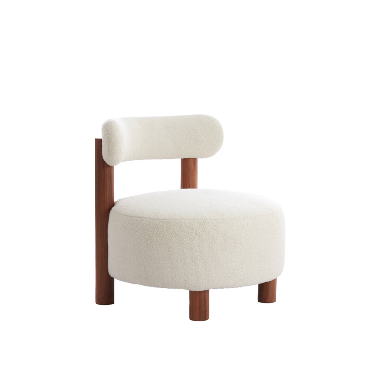 Light & Living Stoel Ø74x74 cm FERENTINO acacia hout naturel+bouclé crème
