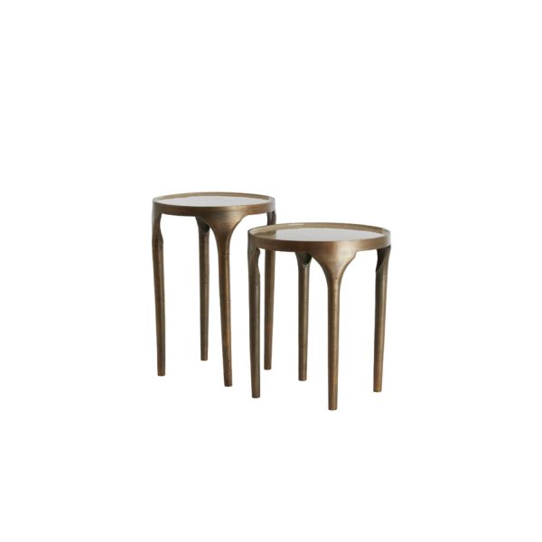 Light & Living Bijzettafel S/2 Ø40x46+Ø36x52 cm LAPAZ antiek brons+taupe