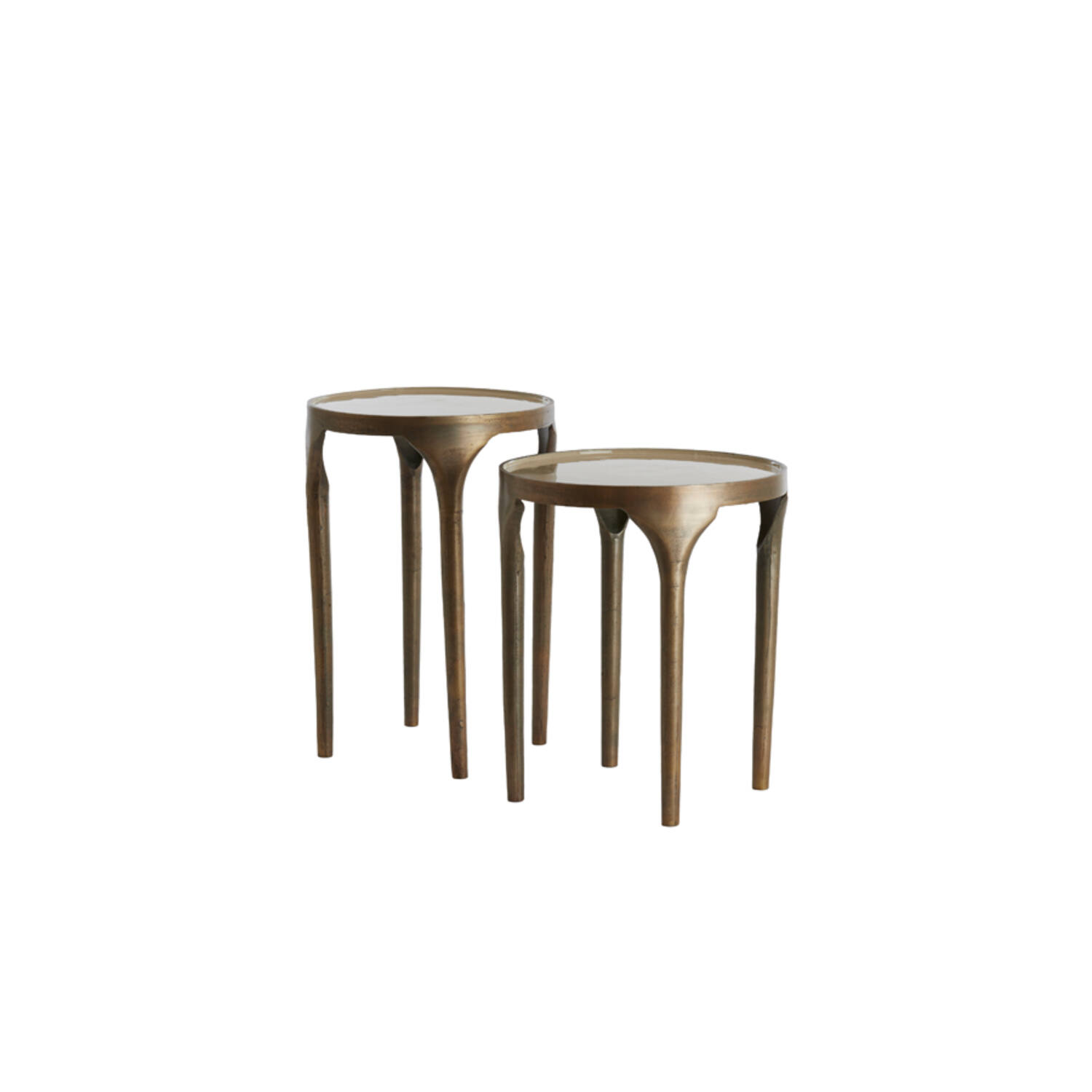 Light & Living Bijzettafel S/2 Ø40x46+Ø36x52 cm LAPAZ antiek brons+taupe