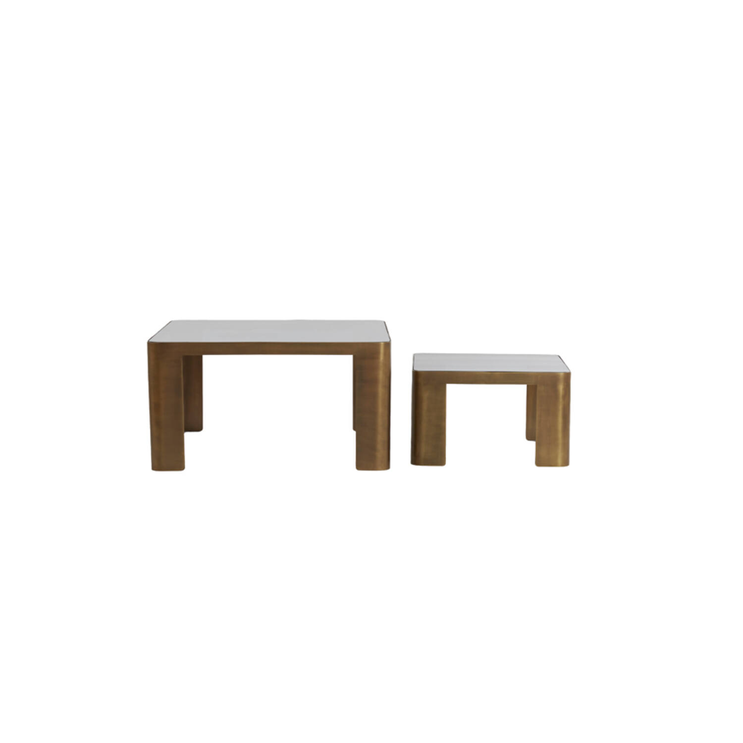 Light & Living Salontafel S/2 50x50x30+75x75x40 cm OXE ant. br+smoke glas