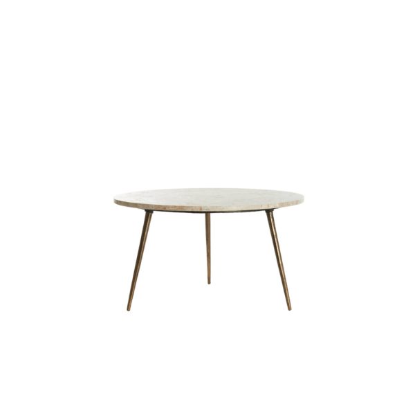 Light & Living Bijzettafel Ø67x37 cm ZECA taupe marmer+antiek brons