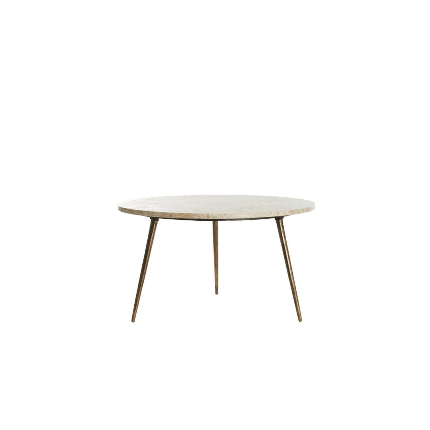 Light & Living Bijzettafel Ø67x37 cm ZECA taupe marmer+antiek brons