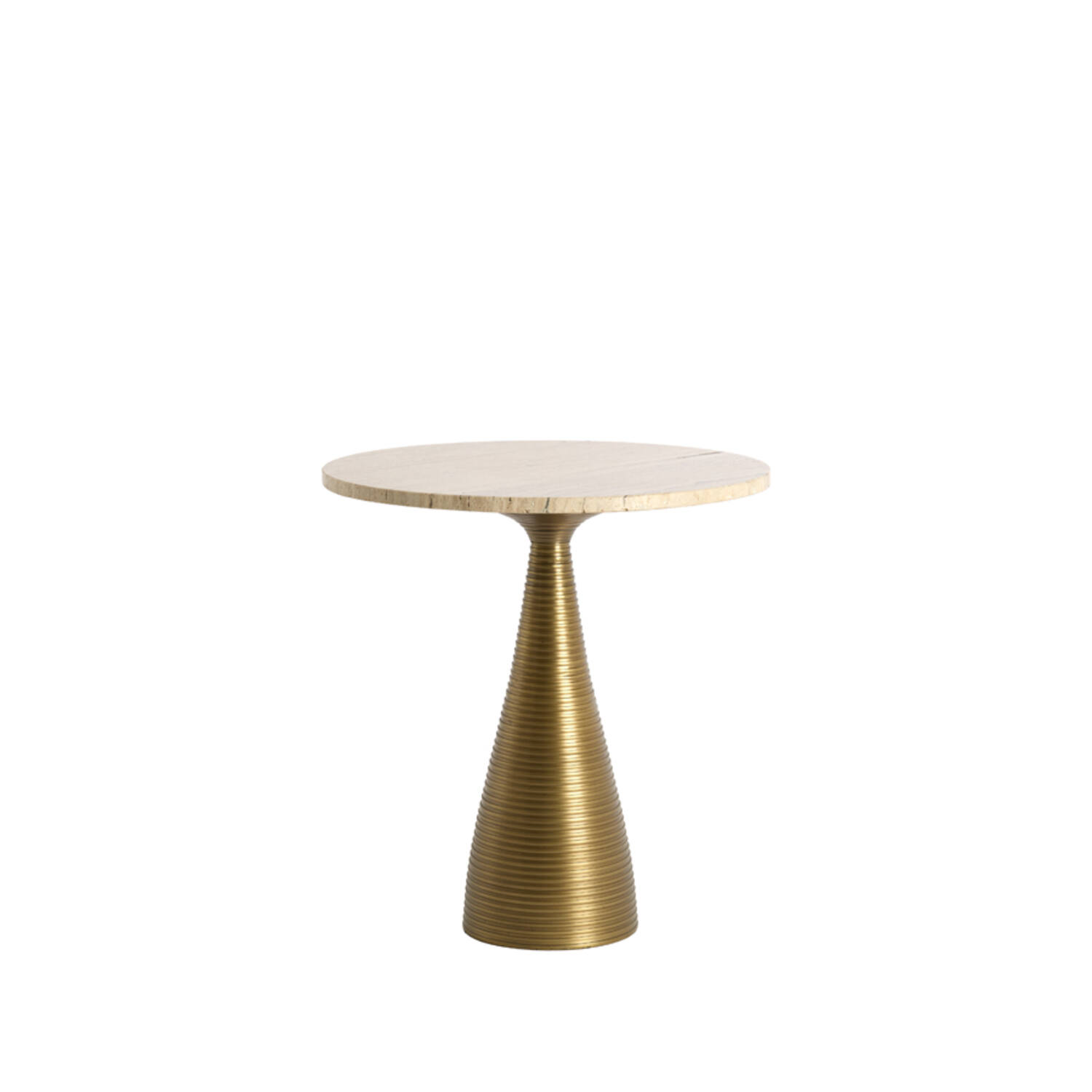 Light & Living Bijzettafel Ø45x47 cm BAHIA zand travertin+antiek brons