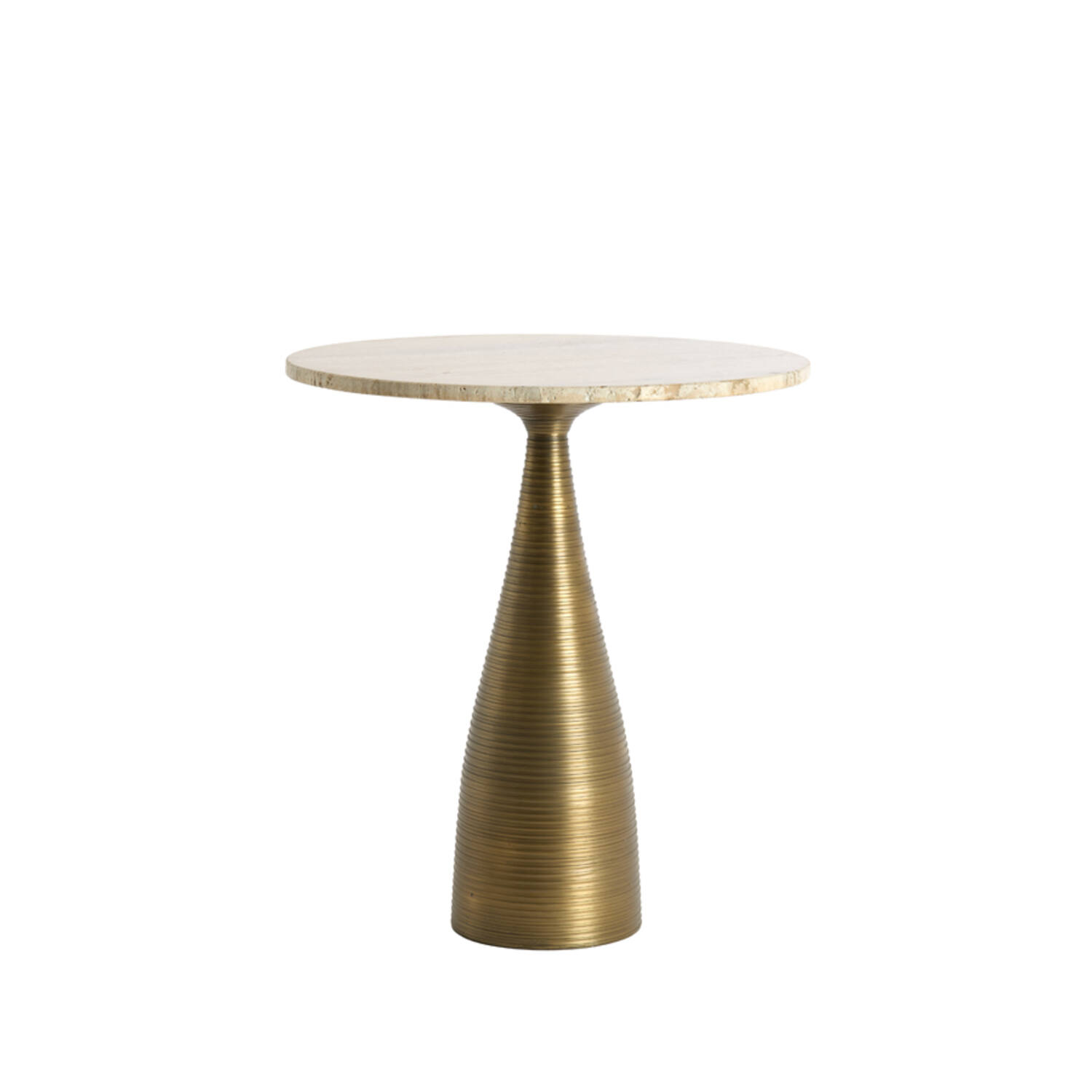 Light & Living Bijzettafel Ø52x58 cm BAHIA zand travertin+antiek brons
