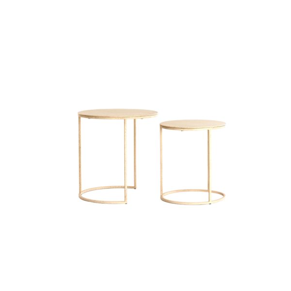 Light & Living Bijzettafel S/2 Ø50x40+Ø52x46 cm SADAR zand+l bruin gespikkl