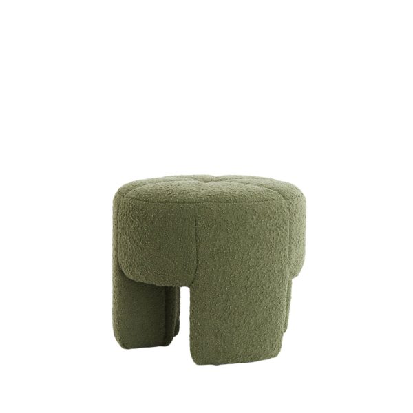 Light & Living Poef Ø51x45 cm BATOEMI bouclé donker groen