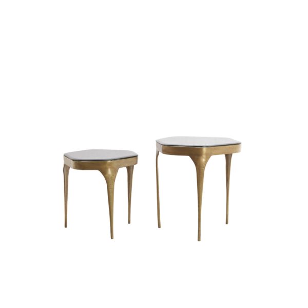 Light & Living Bijzettafel S/2 max 50x45,5x50 cm AVI glas smoke+antiek brns