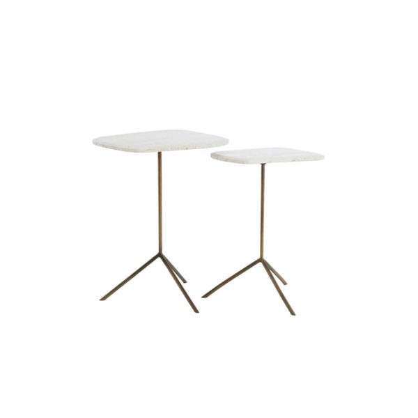 Light & Living Bijzettafel S/2 max 37,5x37,5x54 cm GIA trav wit+d brn-brns