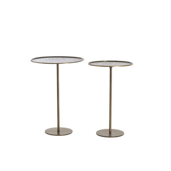 Light & Living Bijzettafel S/2 Ø32x51+Ø38x54 cm LIA donker bruin-brons