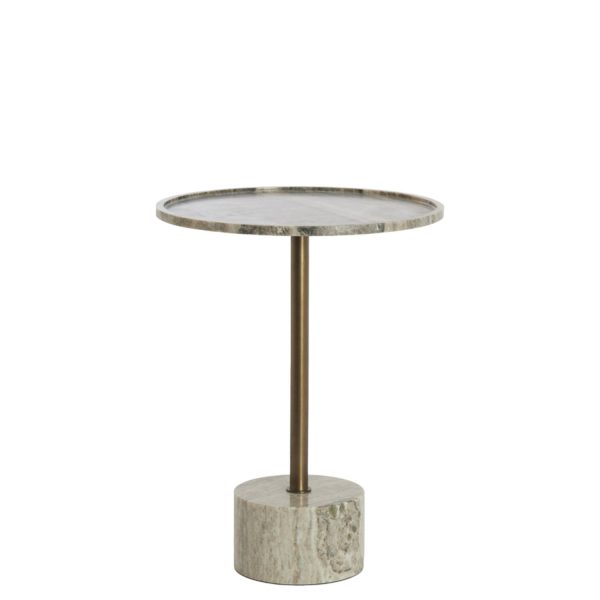 Light & Living Bijzettafel Ø37x49 cm CIVITA marmer zand-grijs+d brons-brons