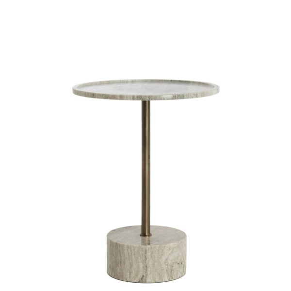 Light & Living Bijzettafel Ø41x53 cm CIVITA marmer zand-grijs+d brons-brons