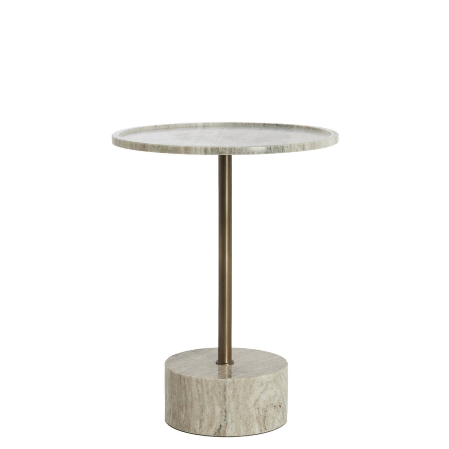 Light & Living Bijzettafel Ø41x53 cm CIVITA marmer zand-grijs+d brons-brons