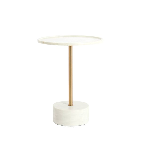 Light & Living Bijzettafel Ø41x53 cm CIVITA marmer wit+antiek brons