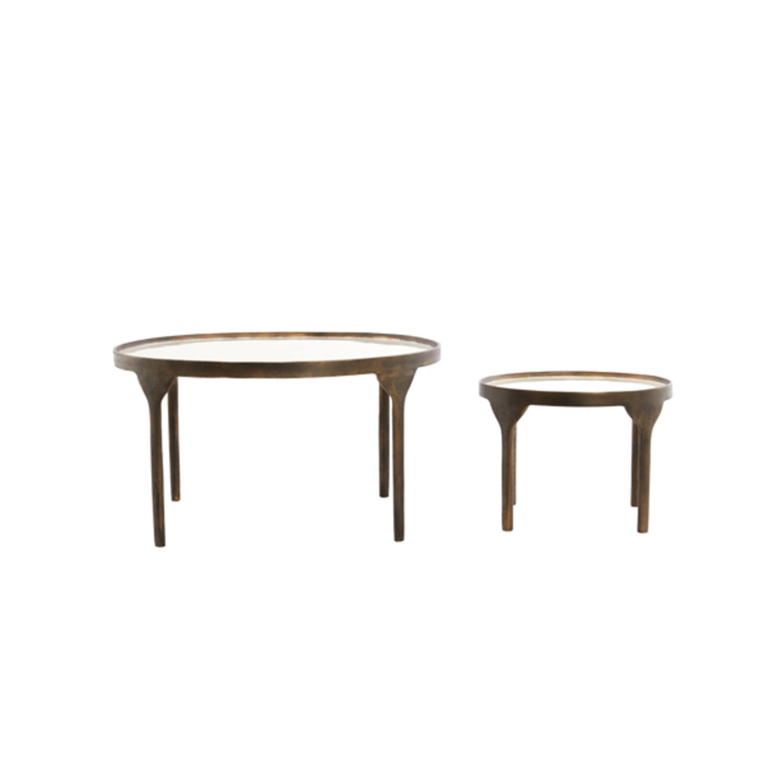 Light & Living Salontafel S/2 max 85x85x42 cm ELI glans crème+antiek brons