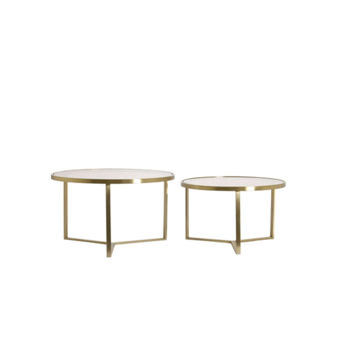 Light & Living Salontafel S/2 Ø65x39+Ø75x44 cm SERELLE licht goud+gls bruin