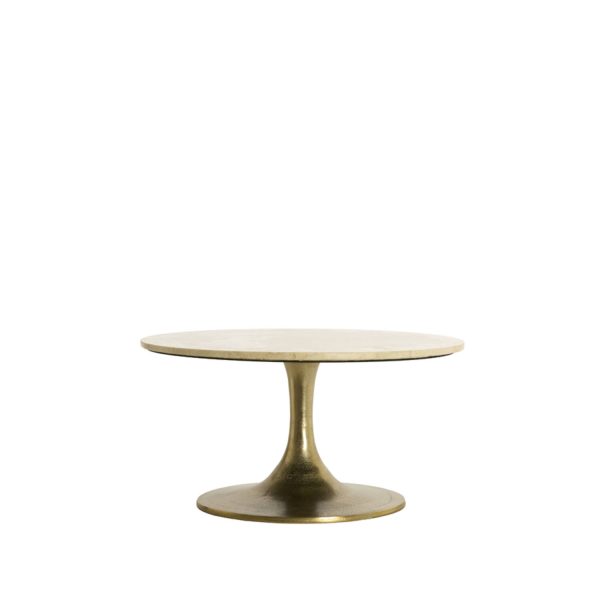 Light & Living Bijzettafel Ø74x36 cm TOMAR zand-roze marmer+licht goud