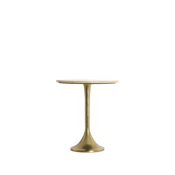 Light & Living Bijzettafel Ø48x53 cm TOMAR zand-roze marmer+licht goud