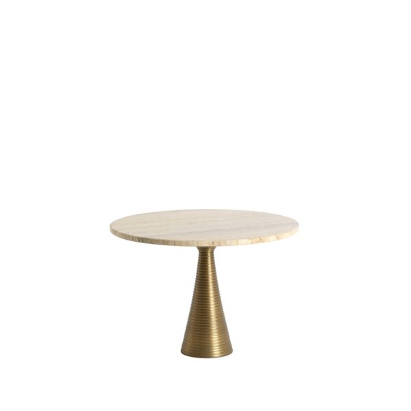 Light & Living Salontafel Ø50x35 cm BAHIA zand travertin+antiek brons