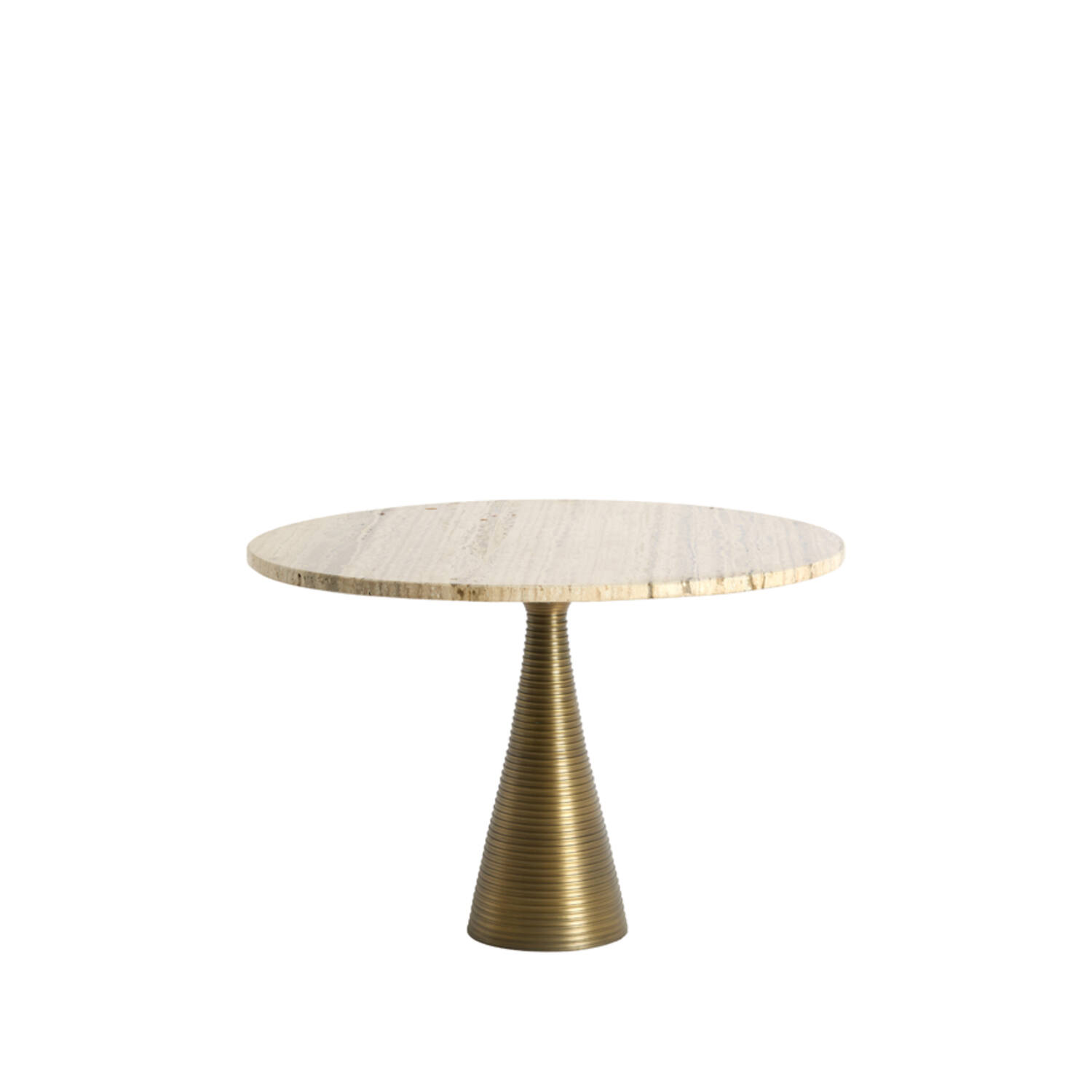 Light & Living Salontafel Ø60x40 cm BAHIA zand travertin+antiek brons