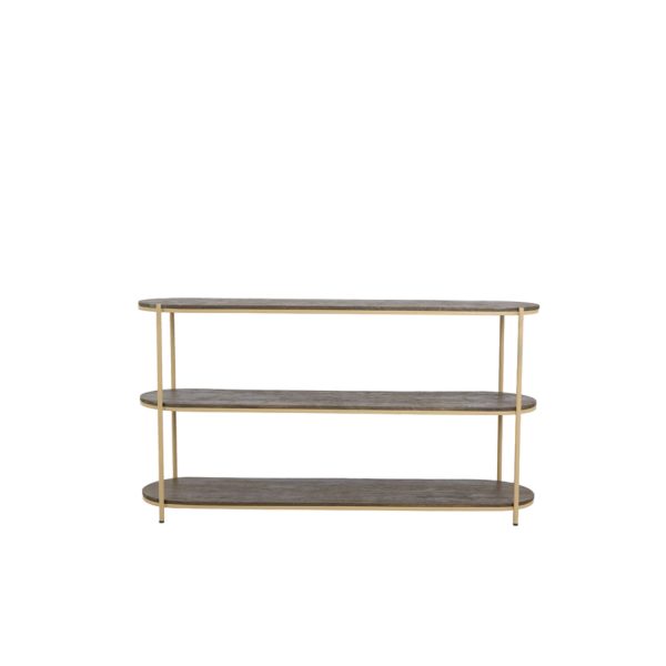 Light & Living Side table 160x38x85 cm QIO hout olie bruin+mat beige