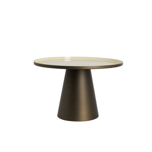 Light & Living Bijzettafel Ø58,5x37 cm JAY glans crème+mat bruin-brons