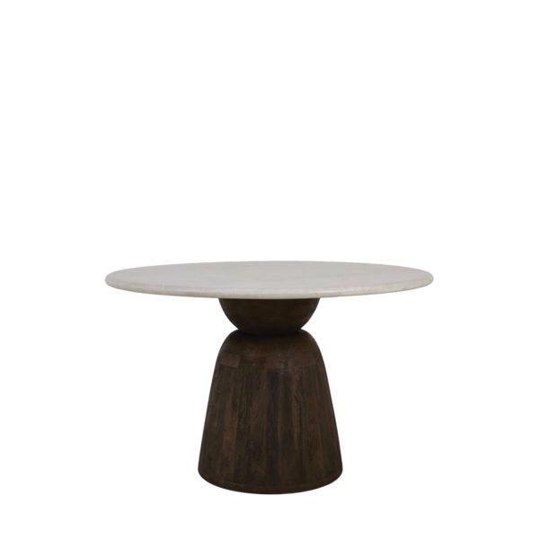 Light & Living Eettafel Ø120x76 cm SOY marmer zand+mango hout choco bruin