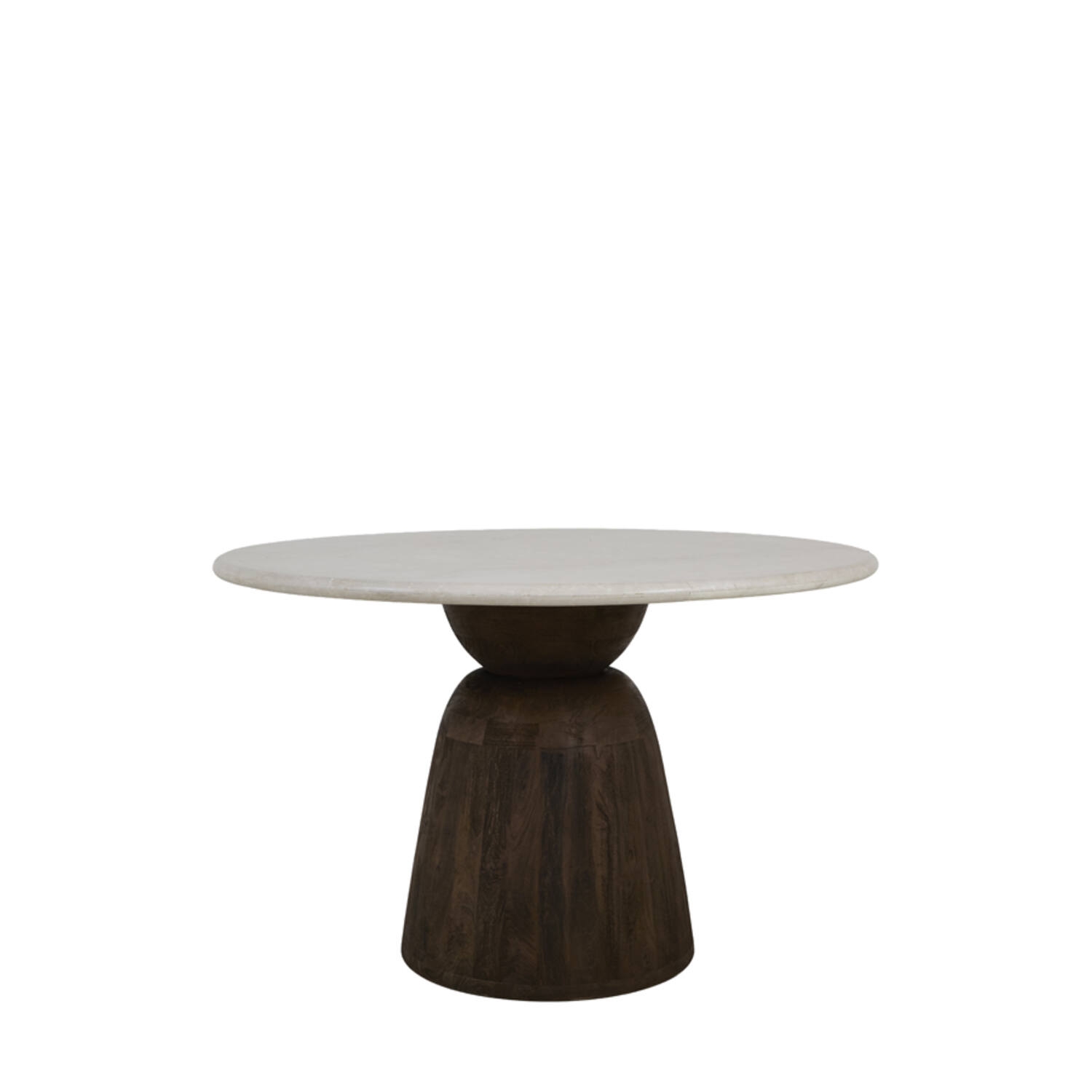 Light & Living Eettafel Ø120x76 cm SOY marmer zand+mango hout choco bruin