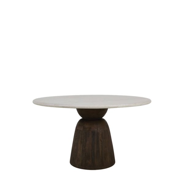 Light & Living Eettafel Ø140x76 cm SOY marmer zand+mango hout choco bruin