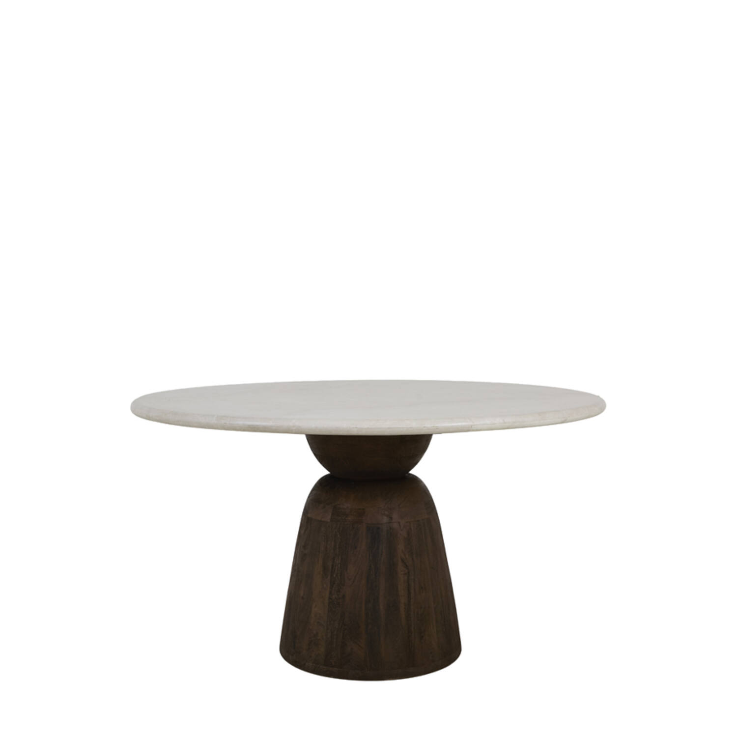 Light & Living Eettafel Ø140x76 cm SOY marmer zand+mango hout choco bruin