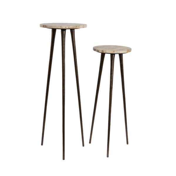 Light & Living Zuil S/2 Ø30x84+Ø35x101,5 cm ZYN marmer taupe+bruin-brons