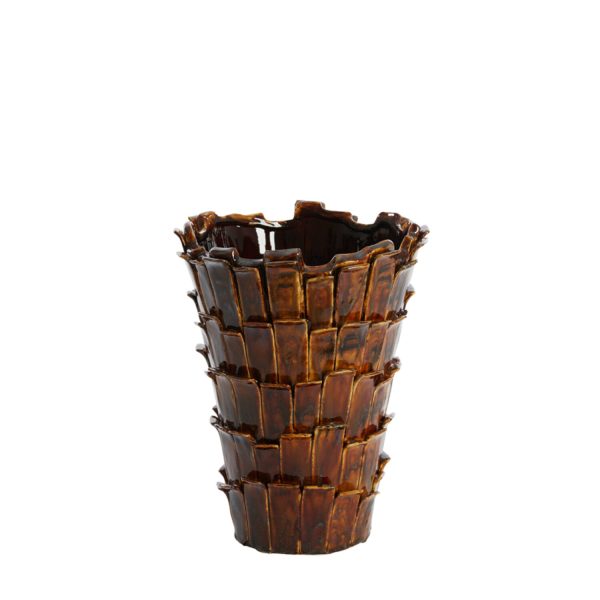 Light & Living Vaas deco 27,5x27x34 cm BANYA keramiek glans donker bruin
