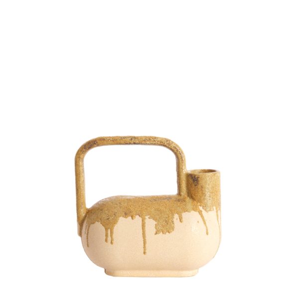 Light & Living Vaas deco 25x14x24 cm SERRES keramiek crème+olijf groen
