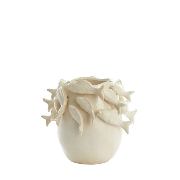 Light & Living Vaas deco 29x28,5x27 cm FISH keramiek crème