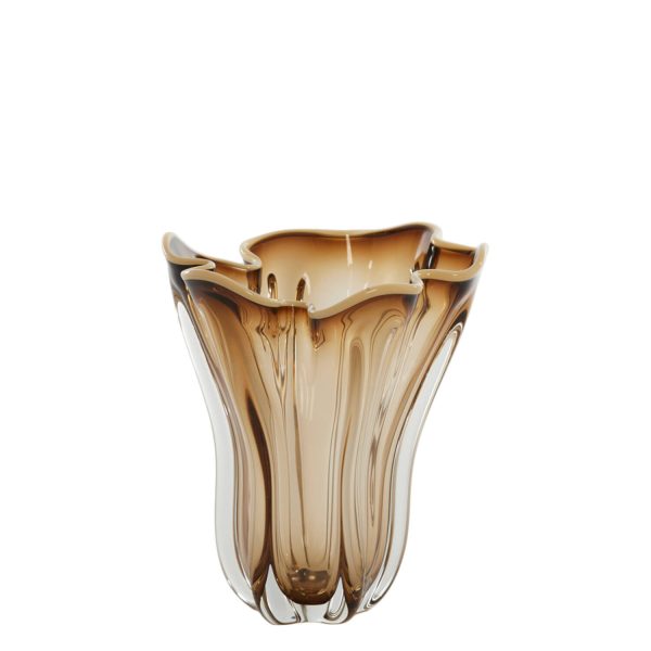 Light & Living Vaas Ø22x27 cm KAZUNO glas transparant bruin-grijs+crème